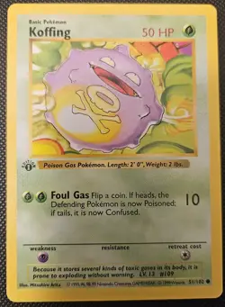 Pokemon Koffing 1st Edition Base Set Shadowless Card #051/102 - Image 1