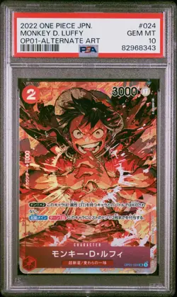 PSA10 ONE PIECE Monkey D. Luffy OP01-024 SR Parallel FOIL ROMANCE DAWN Card Game - Image 1