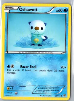 OSHAWOTT 28/114 COMMON BLACK & WHITE POKEMON LP - Image 1