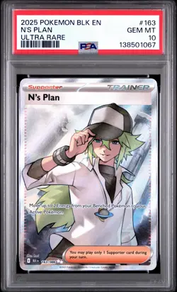 2025 POKEMON BLK EN-BLACK BOLT ULTRA RARE #163 N'S PLAN PSA 10 - Image 1