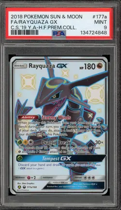 Pokemon Rayquaza GX Hidden Fates Premium Coll. Full Alt Art Promo #177a PSA 9 - Image 1