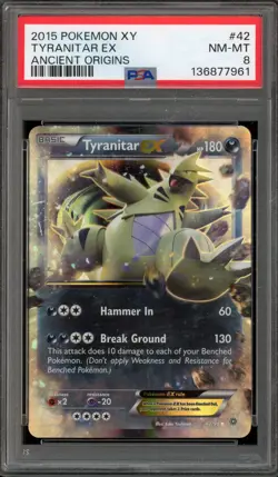 Pokemon Tyranitar EX XY Ancient Origins Holo Ultra Rare #42 PSA 8 - Image 1