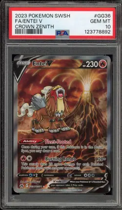 Pokemon Entei V Crown Zenith Galarian Gallery Full Art #GG36 PSA 10 Gem Mint - Image 1