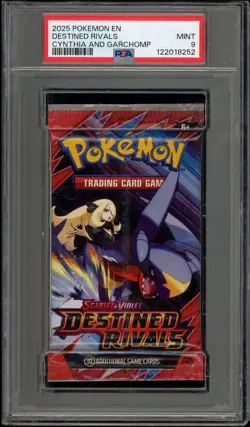 Pokemon Destined Rivals Cynthia and Garchomp Authentic Sealed Booster Pack PSA 9 - Image 1