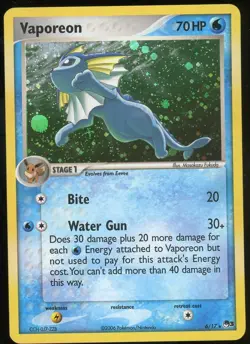 Pokemon TCG Vaporeon Holo Rare POP Series 3 6/17 Lightly Played LP 2006 - Image 1