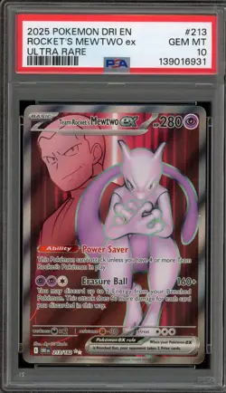 Pokemon Team Rocket's Mewtwo ex Destined Rivals Ultra Rare #213 PSA 10 Gem Mint - Image 1