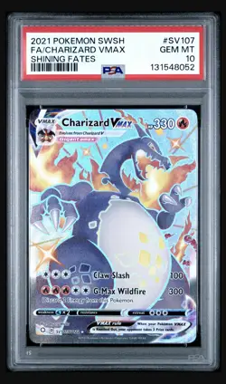 2021 POKEMON SWORD & SHIELD SHINING FATES #SV107 FULL ART/CHARIZARD VMAX PSA 10 - Image 1