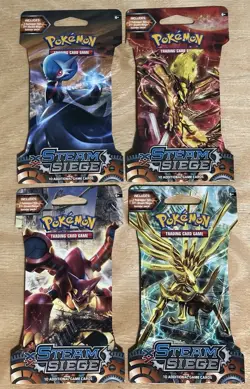 Pokemon TCG Steam Siege Sleeved Booster Pack Compete Art Work Set - Image 1