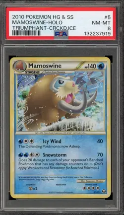 Pokemon Mamoswine Triumphant Cracked Ice Holo Rare #5 PSA 8 - Image 1
