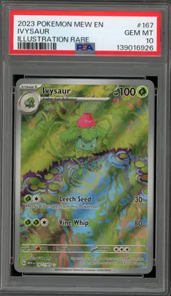 Pokemon Ivysaur 151 MEW EN Illustration Rare #167 PSA 10 Gem Mint - Image 1