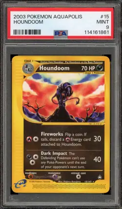 Pokemon Houndoom Aquapolis NON Holo Rare #15 PSA 9 Mint - Image 1