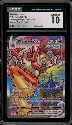 Pokemon Blaziken VMAX Chilling Reign Secret Rare Full Alt Art #201 CGC 10 - Image 1