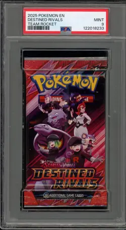 Pokemon Destined Rivals Team Rocket Authentic Sealed Booster Pack PSA 9 Mint - Image 1