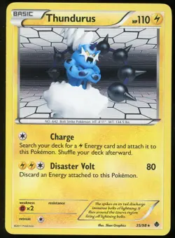Pokemon TCG Thundurus Holo Rare B&W Emerging Powers 35/98 LP - Image 1