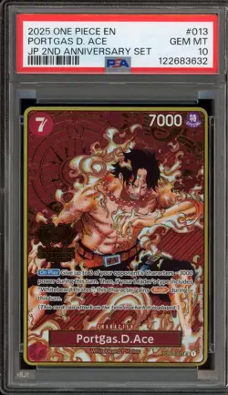 One Piece CCG Portgas.D.Ace 2nd Anniversary Set OP02-013 PSA 10 Gem Mint - Image 1