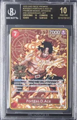 2025 ONE PIECE JAPANESE 2ND ANNIVERSARY OP02013 PORTGAS D ACE BGS 10 BLACK LABEL - Image 1