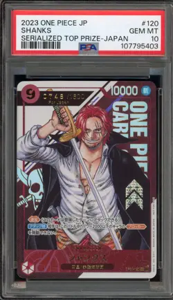 One Piece CCG Shanks Serialized 0748/1600 Top Prize Japanese OP01-120 PSA 10 - Image 1