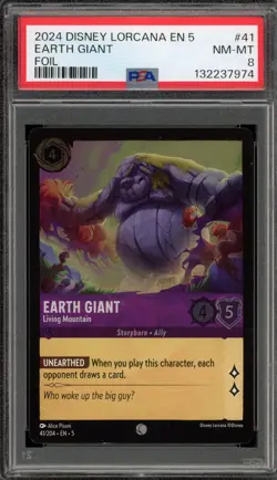 Disney Lorcana Earth Giant Living Mountain Shimmering Skies Foil #41 PSA 8 - Image 1