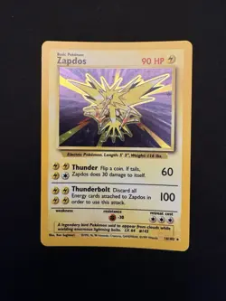Pokemon Zapdos 16/102 Base Set Holo English 1999 Card - LP - Image 1