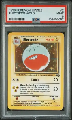 PSA 9 Electrode Holo Rare Jungle 2/64 Pokemon Card - Image 1