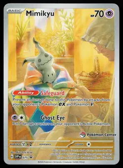 Mimikyu 075 Holo Illustration Rare Pokemon Center STAMPED Promo Pokemon Card - Image 1