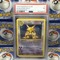 ALAKAZAM - Holo - SHADOWLESS - 1999 Pokemon Base Set - #1 - Near Mint - PSA 7 - Image 1
