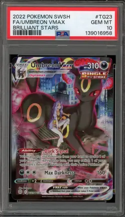 Pokemon Umbreon VMAX Brilliant Stars Trainer Gallery Full Art #TG23 PSA 10 - Image 1