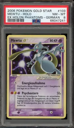 Pokemon Mewtwo (Mewtu) Gold Star EX Holon Phantoms GERMAN Holo #103 PSA 8 - Image 1