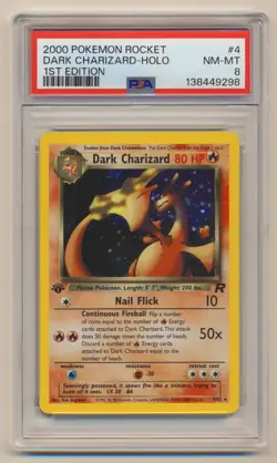 PSA 8 Pokemon Team Rocket 1st Edition Holo Rare Dark Charizard 4/82 NM/MINT! - Image 1
