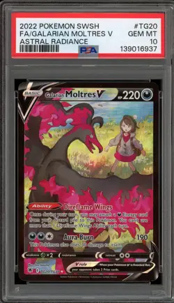 Pokemon Galarian Moltres V Astral Radiance Trainer Gallery Full Art #TG20 PSA 10 - Image 1