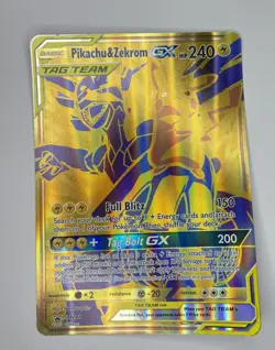 Pokemon Sun & Moon SM248 Black Star Oversized Jumbo Pikachu & Zekrom GX Tag Team - Image 1