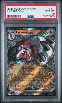 2023 POKEMON PAL EN #117 LYCANROC EX PSA 10 PALDEA EVOLVED POP 33 - Image 1