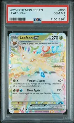2025 POKEMON PRE EN-PRISMATIC EVOLUTIONS #006 LEAFEON EX PSA 10 - Image 1