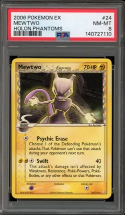 Pokemon Mewtwo EX Holon Phantoms Rare #24 PSA 8 - Image 1