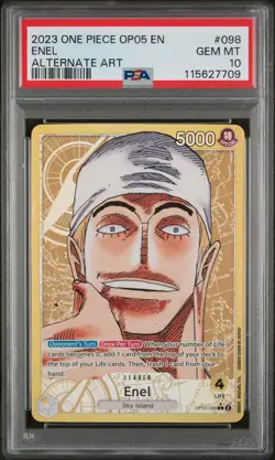 One Piece Enel (Alternate Art) OP05-098 Awakening of the New Era Foil PSA 10 Eng - Image 1