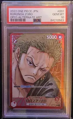 One Piece TCG OP01-001 Roronoa Zoro Leader Alternate Art JAPANESE PSA 10 - Image 1