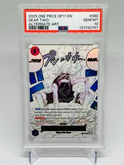 One Piece TCG OP11-080 Gear Two V.2 Monkey D. Luffy PSA 10 .EN - Image 1
