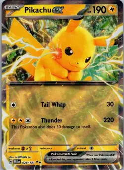 Pikachu ex SV: Prismatic Evolutions 028/131 Pokemon TCG Card Double Rare NM - Image 1