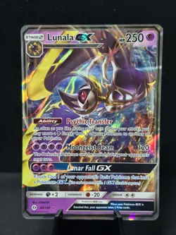 Pokemon Lunala GX Sun & Moon Base Set 66/149 Holo Ultra Rare Near Mint - Image 1
