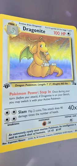 Pokemon TCG Dragonite Holo Rare 1st Edition Fossil Card 4/62 - Image 2
