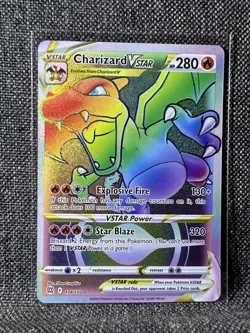 Pokemon TCG Charizard VSTAR Rainbow Secret Rare Card Brilliant Stars 174/172 - Image 1