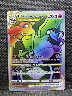 Pokemon TCG Charizard VSTAR Rainbow Secret Rare Card Brilliant Stars 174/172 - Image 2