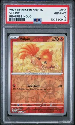 2024 POKEMON SSP EN #16 VULPIX REVERSE HOLO PSA 10 SURGING SPARKS POP 4 - Image 1
