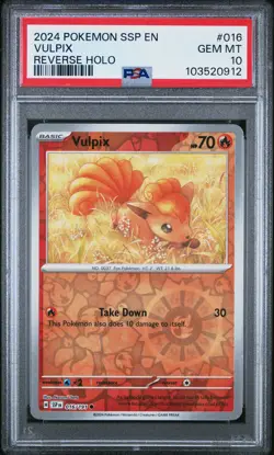 2024 POKEMON SSP EN #16 VULPIX REVERSE HOLO PSA 10 SURGING SPARKS POP 4 - Image 2