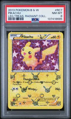 2013 POKEMON B&W LEGEND TREASURES RADIANT COLL #RC7 PIKACHU PSA 8 - Image 1