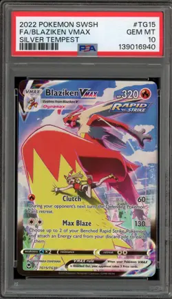 Pokemon Blaziken VMAX Silver Tempest Trainer Gallery Full Art #TG15 PSA 10 - Image 1