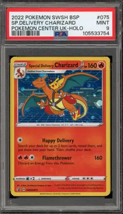 Pokemon Special Delivery Charizard P.M. Center UK Holo Promo SWSH075 PSA 9 Mint - Image 1