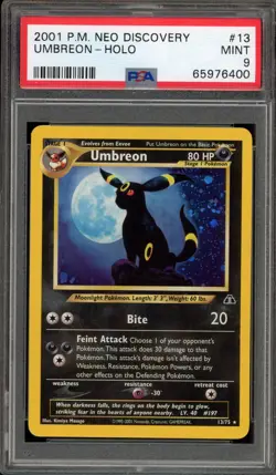 Pokemon Umbreon Neo Discovery Unlimited Holo Rare #13 PSA 9 Mint - Image 1