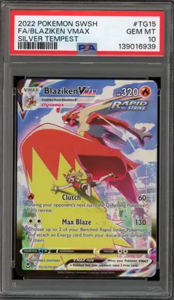 Pokemon Blaziken VMAX Silver Tempest Trainer Gallery Full Art #TG15 PSA 10 - Image 1
