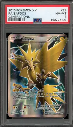 Pokemon Zapdos XY Generations Full Art #29 PSA 8 - Image 1